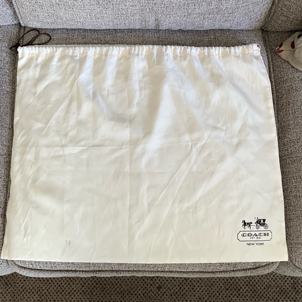 Coach Purse Drawstring Dustbag 20x24, 15x24 inches White Logo Carriage EST 1941 - Picture 3 of 12